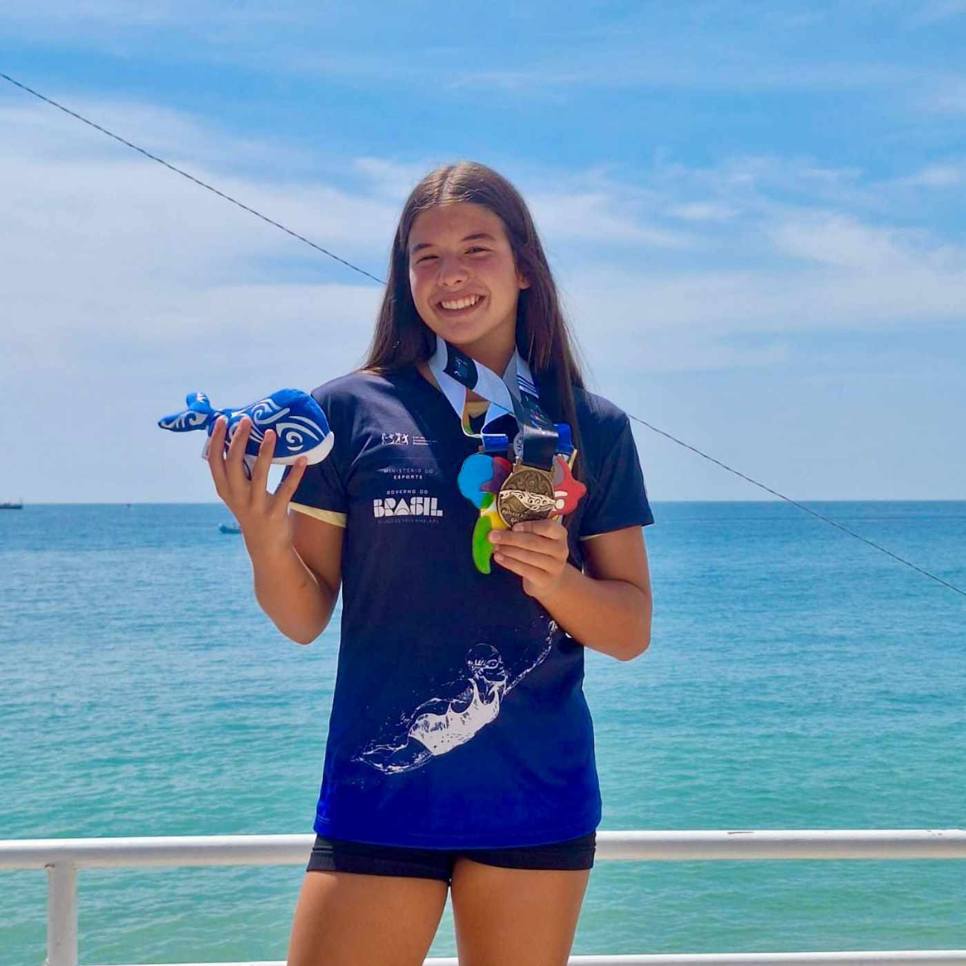 Nina Picon Porciuncula, de 14 anos, sobe ao pódio na Copa Pan Pacífico mesmo competindo em categoria acima da sua